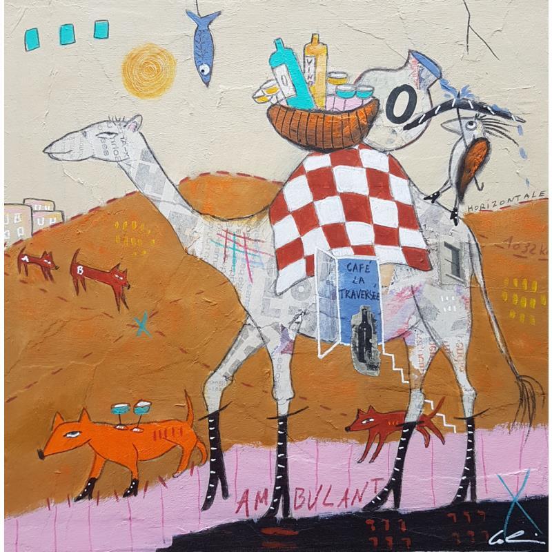 Gemälde Le café Ambulant  von Colin Sylvie | Gemälde Art brut Tiere