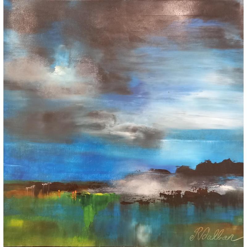 Gemälde Le lac bleu von Dalban Rose | Gemälde Figurativ Landschaften Öl