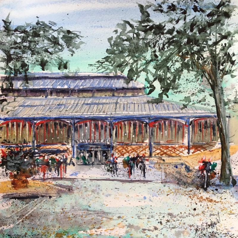 Painting Troyes 162 Aux halles by Hoffmann Elisabeth | Painting Figurative Urban Watercolor
