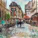 Painting Troyes 164 Duo en ville  by Hoffmann Elisabeth | Painting Figurative Urban Watercolor