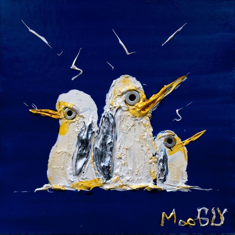 Gemälde DÉGLACIUS von Moogly | Gemälde Naive Kunst Acryl, Harz Pop-Ikonen, Tiere