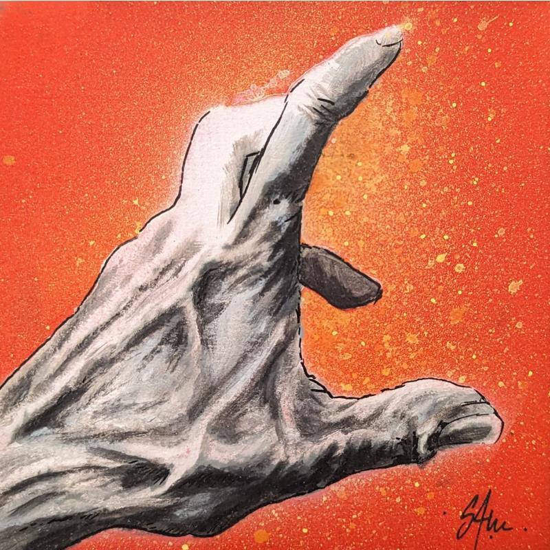 Peinture La main qui lance par S4m | Tableau Street Art Scènes de vie Acrylique