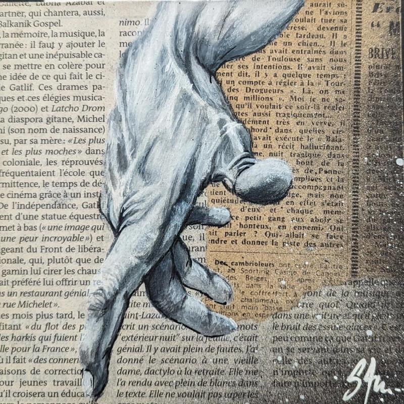 Gemälde La main dans les mots von S4m | Gemälde Street art Alltagsszenen Acryl Collage