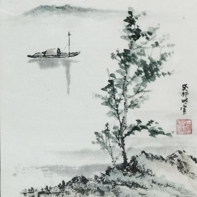 Gemälde Lakeside von Du Mingxuan | Gemälde Figurativ Landschaften Aquarell