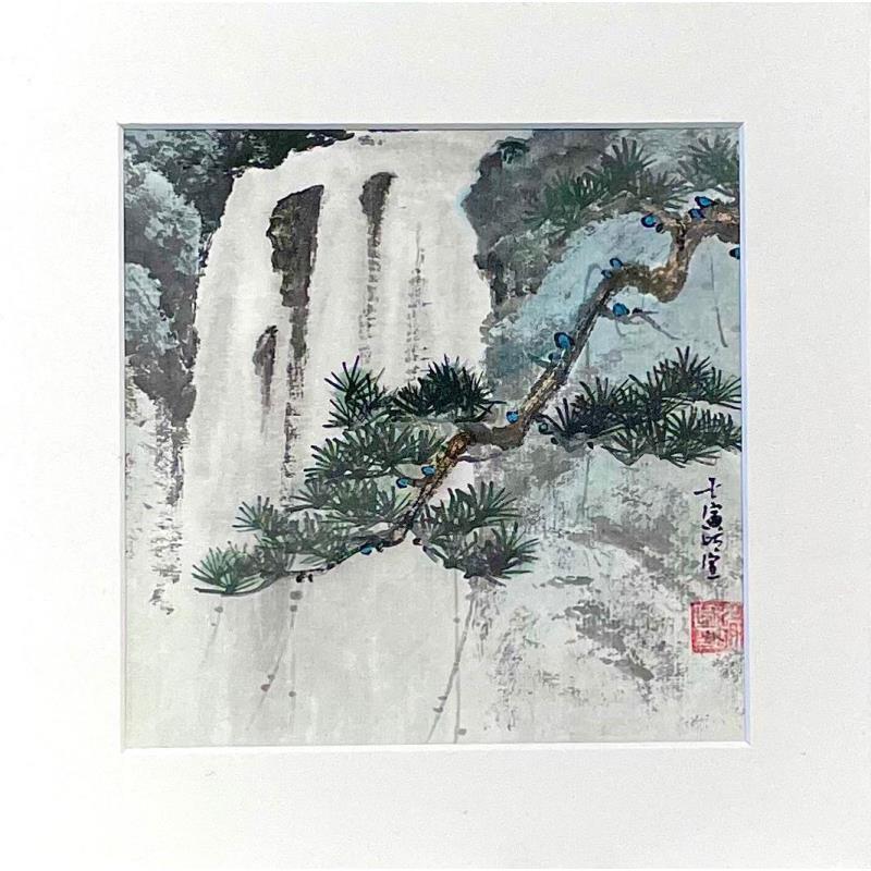 Peinture Waterfall par Du Mingxuan | Tableau Figuratif Paysages Aquarelle