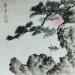 Gemälde Boat, pine tree and rising sun von Du Mingxuan | Gemälde Figurativ Landschaften Aquarell
