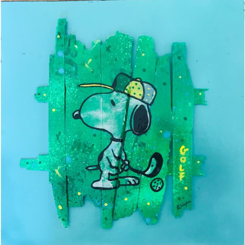 Peinture Snoopy golf par Kikayou | Tableau Pop-art Icones Pop Acrylique