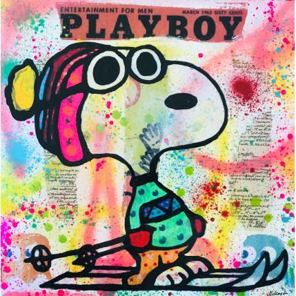 Peinture Snoopy ski par Kikayou | Tableau Pop-art Acrylique Icones Pop