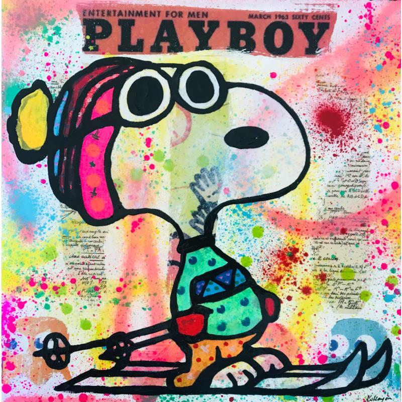 Painting Snoopy ski by Kikayou | Painting Pop-art Acrylic Pop icons