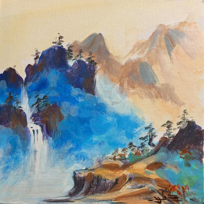 Gemälde Waterfall  von Yu Huan Huan | Gemälde Figurativ Tinte Landschaften, Pop-Ikonen