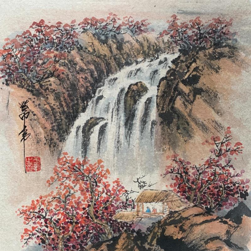 Peinture Waterfall  par Yu Huan Huan | Tableau Figuratif Encre Paysages