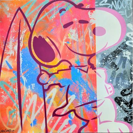Peinture Snoopy surf bi colors par Kedarone | Tableau Pop-art Graffiti Icones Pop