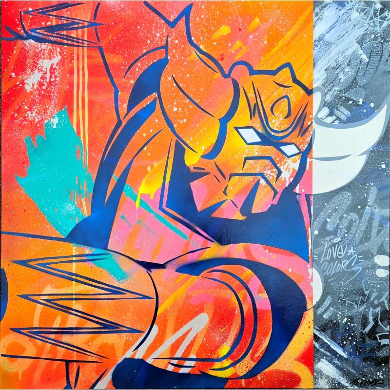 Peinture Goldorak bi colors par Kedarone | Tableau Street Art Graffiti Icones Pop