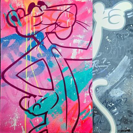 Peinture Pink panther bi colors par Kedarone | Tableau Street Art Graffiti Icones Pop