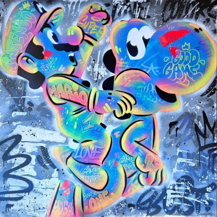 Peinture mario yoshi par Kedarone | Tableau Pop-art Graffiti Icones Pop