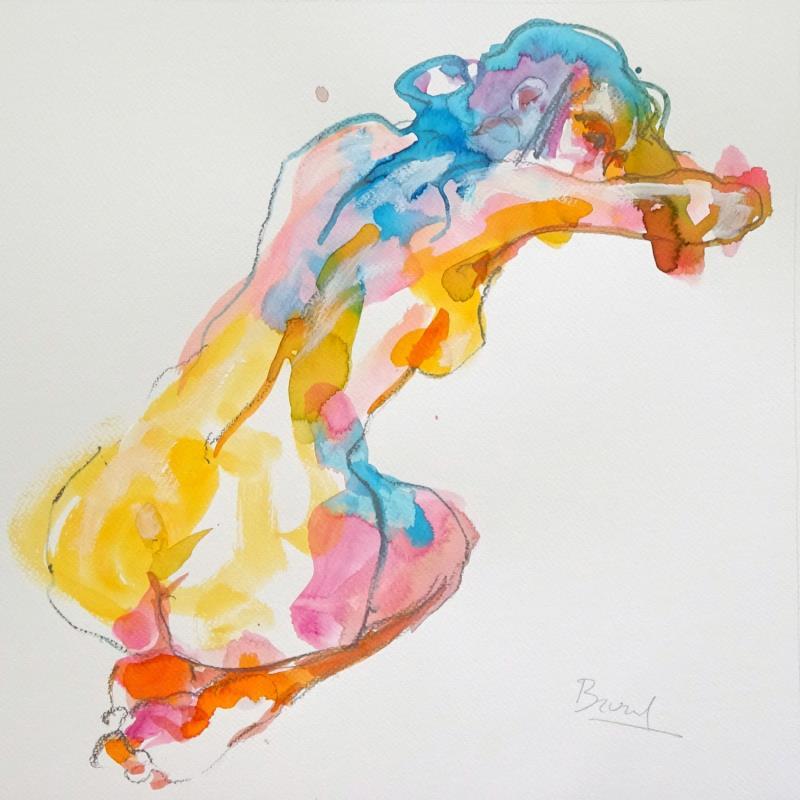Painting Claire dos arc en ciel by Brunel Sébastien | Painting Figurative Nude Watercolor