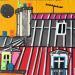 Gemälde Canicule von Lovisa | Gemälde Pop-Art Urban Acryl Collage Posca Upcycling