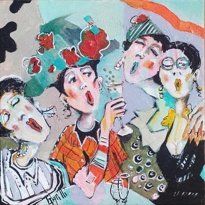 Painting Entre copines by Garilli Nicole | Painting Figurative Acrylic, Paper Life style, Pop icons