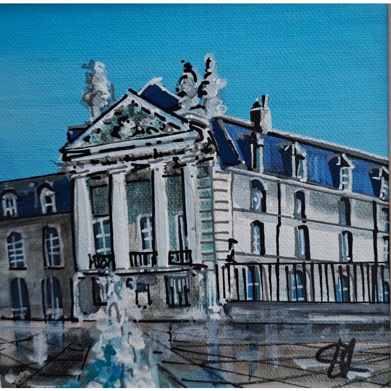 Peinture Le palais et la fontaine de Bourgogne par Touras Sophie-Kim  | Tableau Figuratif Acrylique