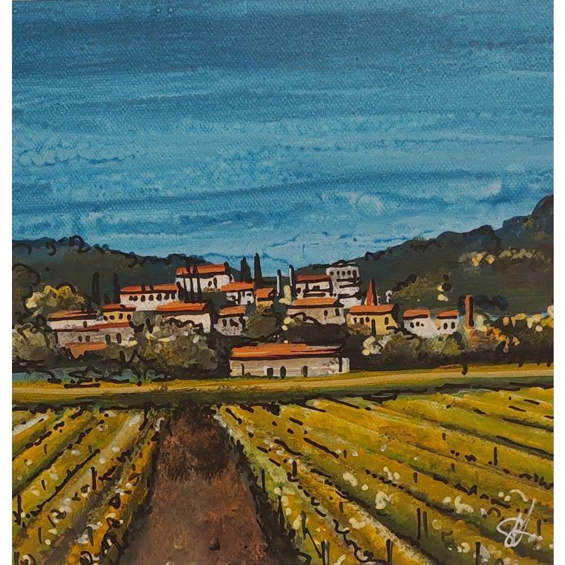 Peinture Printemps dans les vignes de Bourgogne 3 par Touras Sophie-Kim  | Tableau Figuratif Acrylique