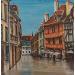 Peinture Les rues de Dijon et ses colombages par Touras Sophie-Kim  | Tableau Figuratif Acrylique