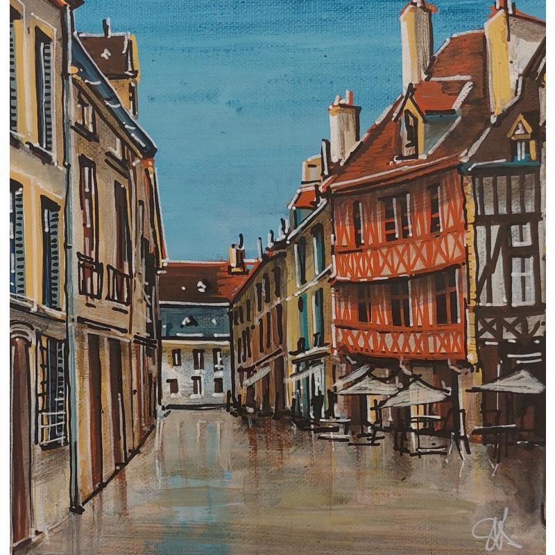 Gemälde Les rues de Dijon et ses colombages von Touras Sophie-Kim  | Gemälde Figurativ Acryl