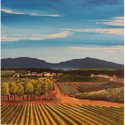 Painting Fin de journée dans les vignes de Bourgogne by Touras Sophie-Kim  | Painting Figurative Acrylic