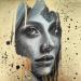 Peinture Imane  par Valade Leslie | Tableau Street Art Portraits Acrylique Fusain Feuille d'or