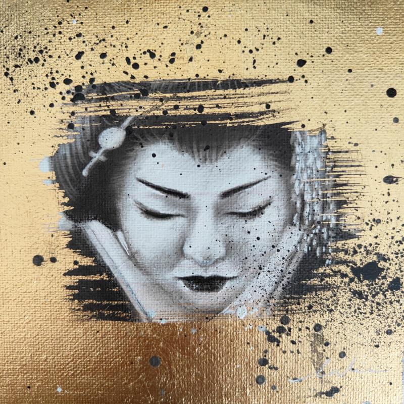 Painting Akiyo by Valade Leslie | Painting Street art Acrylic, Charcoal, Gold leaf Portrait