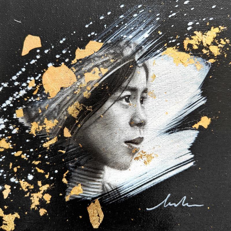 Painting Lin by Valade Leslie | Painting Street art Portrait Acrylic Charcoal Gold leaf