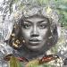 Peinture Heiata par Valade Leslie | Tableau Street Art Portraits Nature Acrylique Textile Feuille d'or