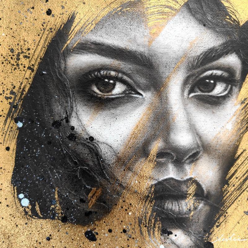 Painting Brasilia by Valade Leslie | Painting Street art Portrait Acrylic Charcoal Gold leaf