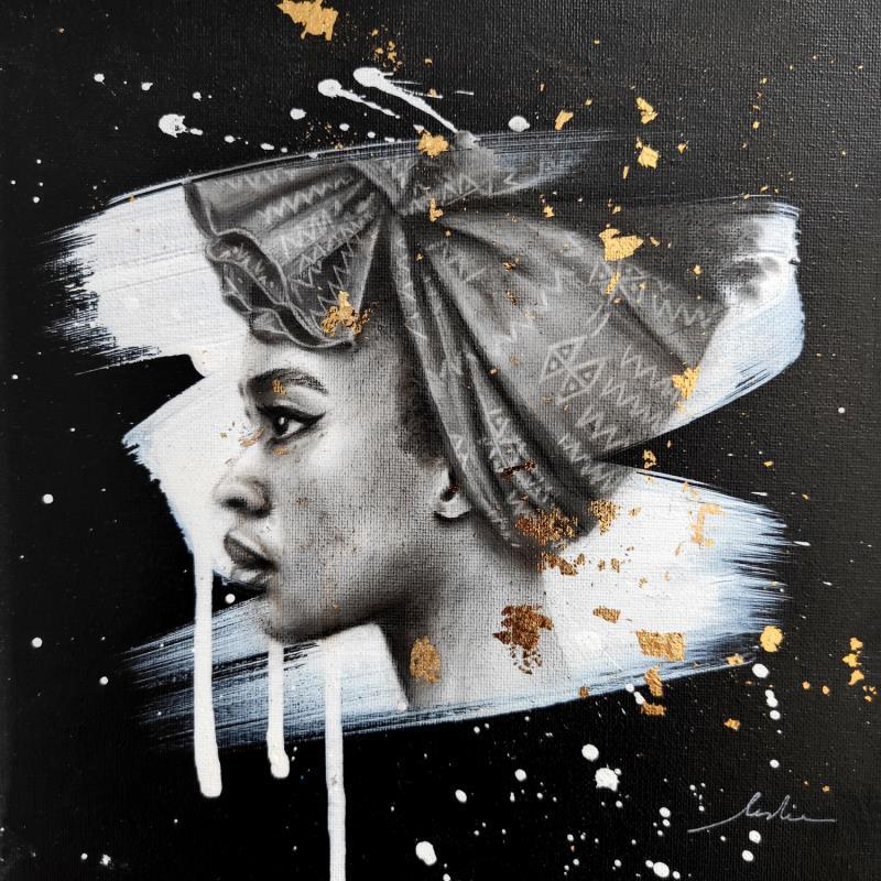 Painting Sainte Luce by Valade Leslie | Painting Street art Acrylic, Charcoal, Gold leaf Portrait