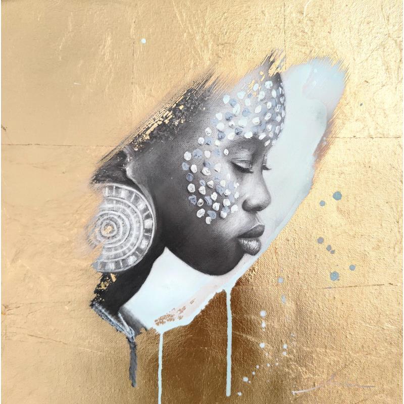 Painting Siballa by Valade Leslie | Painting Street art Portrait Acrylic Charcoal Gold leaf