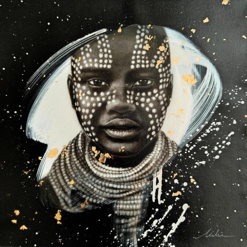 Painting Khiim by Valade Leslie | Painting Street art Acrylic, Charcoal, Gold leaf Portrait
