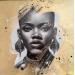 Peinture Samburu par Valade Leslie | Tableau Street Art Portraits Acrylique Fusain Feuille d'or
