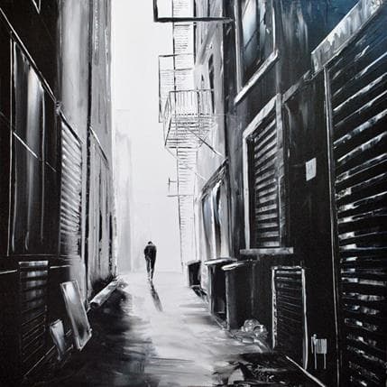 Peinture Avenir serein par Galloro Maurizio | Tableau Figuratif Huile noir & blanc, Vues urbaines