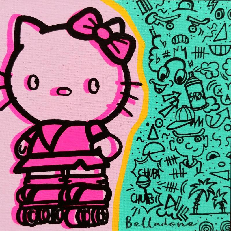 Gemälde Kitty Pink von Belladone | Gemälde Pop-Art Pop-Ikonen Acryl Posca
