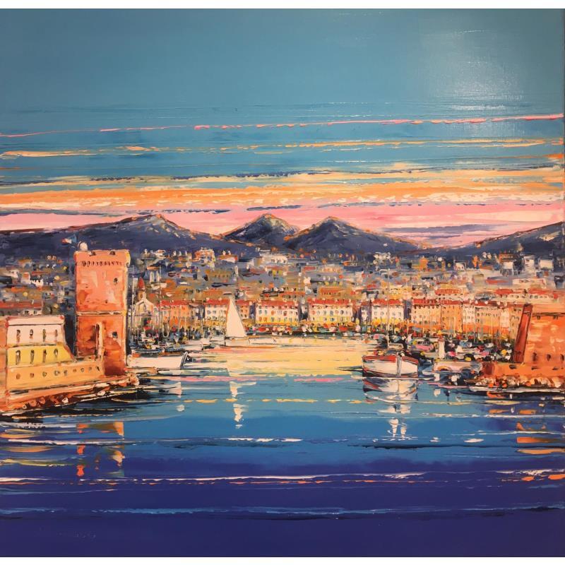 Painting Sous le ciel de Marseille by Corbière Liisa | Painting Figurative Landscapes Oil