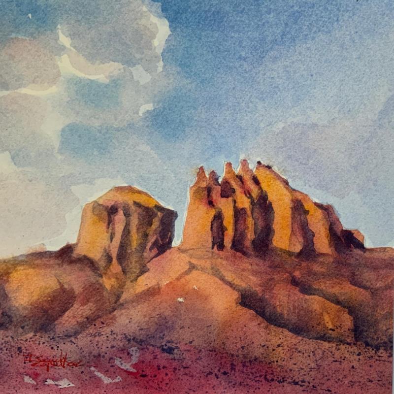 Painting SEDONA 177 by Seruch Capouillez Isabelle | Painting Figurative Urban Watercolor