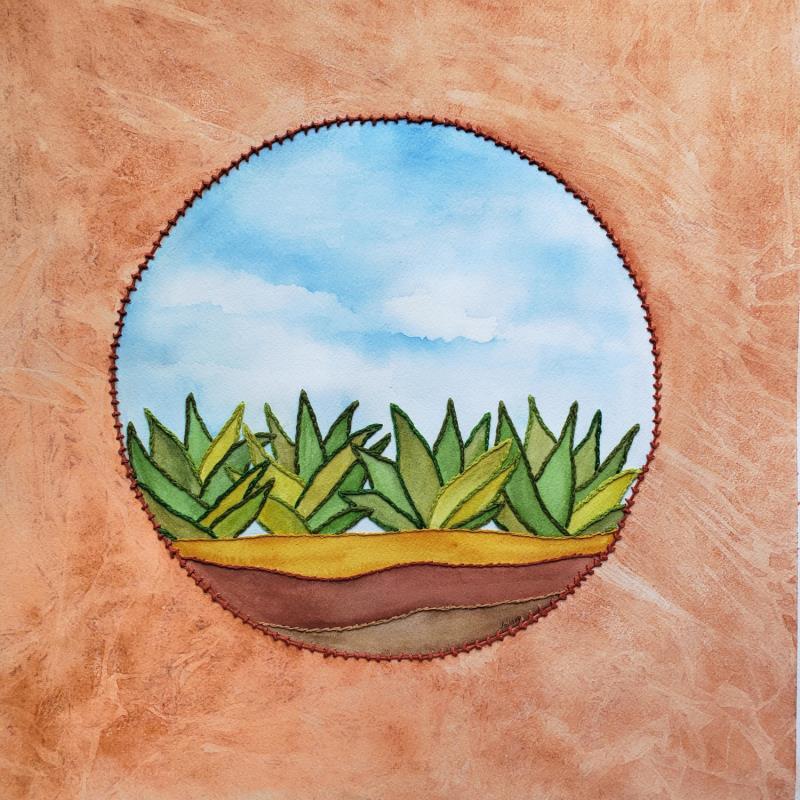 Painting Desert jewels by Vazquez Laila | Painting Figurative Landscapes Nature Watercolor Textile