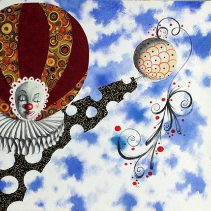 Painting Clown en tissu by Nai | Painting Surrealism Mixed Life style