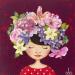Gemälde Violette von Blais Delphine | Gemälde Naive Kunst Porträt Kinder Acryl Collage Tinte