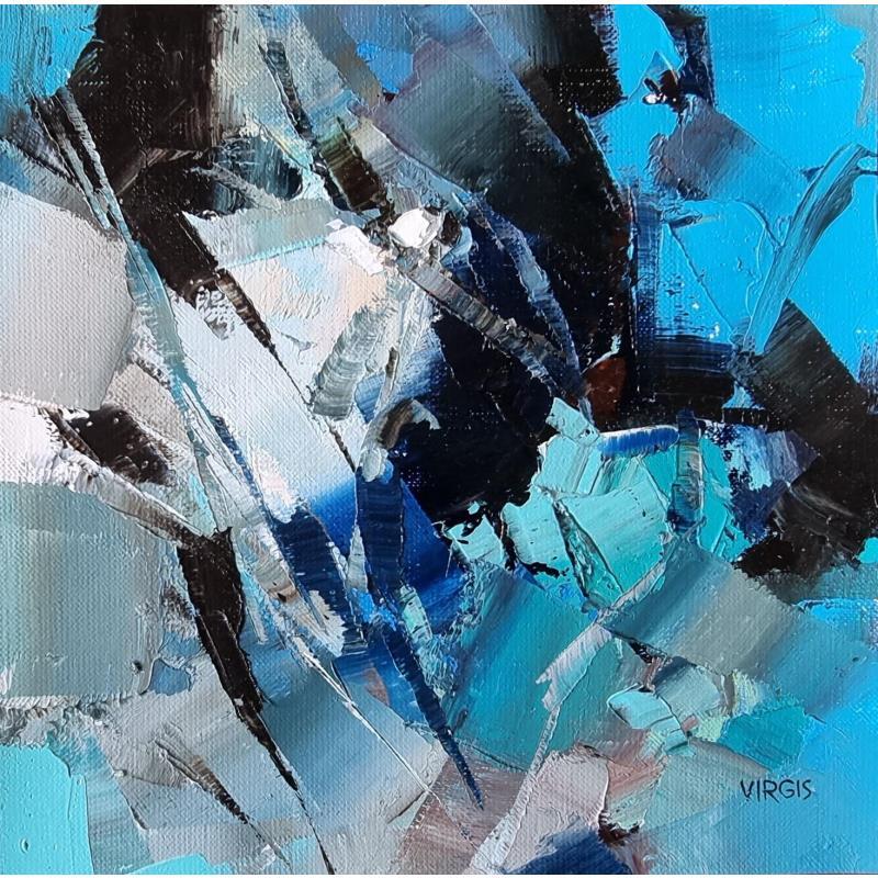 Painting Rhythm in blue by Virgis | Painting Abstract Minimalist Oil