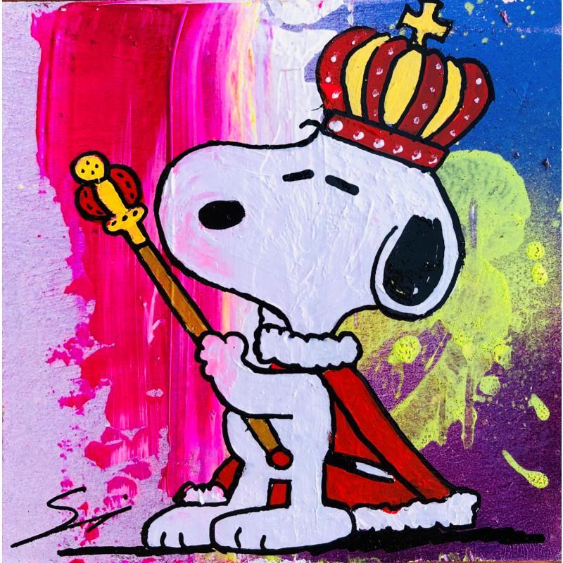 Painting SNOOPY THE KING by Mestres Sergi | Painting Pop-art Acrylic Pop icons