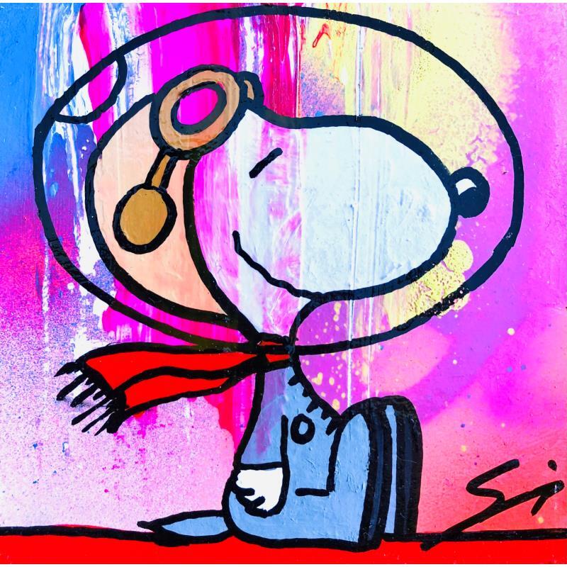 Painting SNOOPY ON THE MOON by Mestres Sergi | Painting Pop-art Acrylic Pop icons