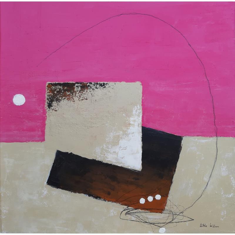 Painting abstract pink D 29 by Wilms Hilde | Painting Abstract Minimalist Cardboard Gluing
