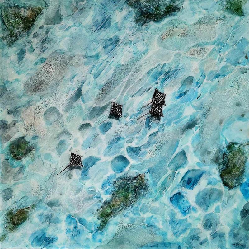 Peinture AIGLE DE MER-LEOPARD par Geiry | Tableau Matiérisme Paysages Nature Animaux Bois Acrylique Résine Pigments Poudre de marbre