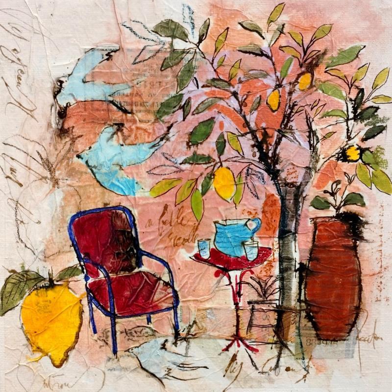 Peinture Déjeuner sous le citronnier par Colombo Cécile | Tableau Figuratif Portraits, Scènes de vie
