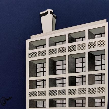 Painting Unité d'habitation le Corbusier - bleu nuit by Marek | Painting Figurative Paper Architecture, Urban